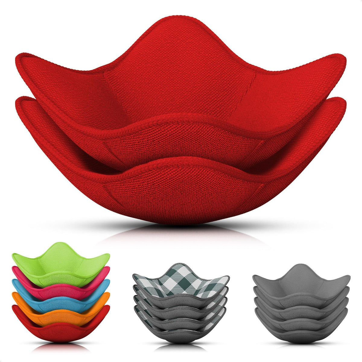 2 Pcs Red Microwave Bowl Holder (7.5 ×7.5 ) – Microwave Bowl Cozy with Durable Heat Resistant Fabric for Hot Dishes – Effortless Secure Serving of Hot Food Bowls Cups & Saucers