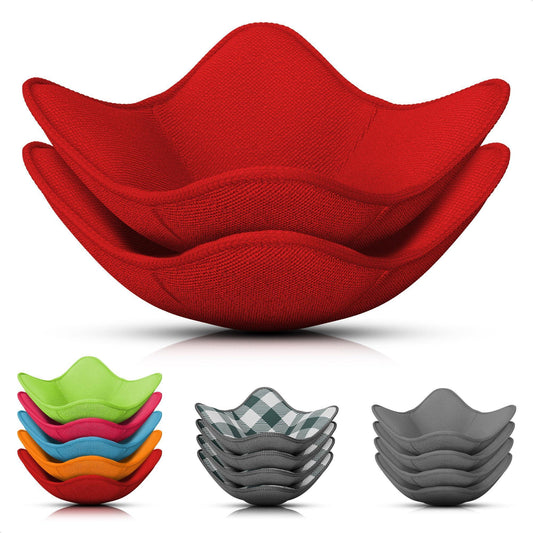 2 Pcs Red Microwave Bowl Holder (7.5 ×7.5 ) – Microwave Bowl Cozy with Durable Heat Resistant Fabric for Hot Dishes – Effortless Secure Serving of Hot Food Bowls Cups & Saucers