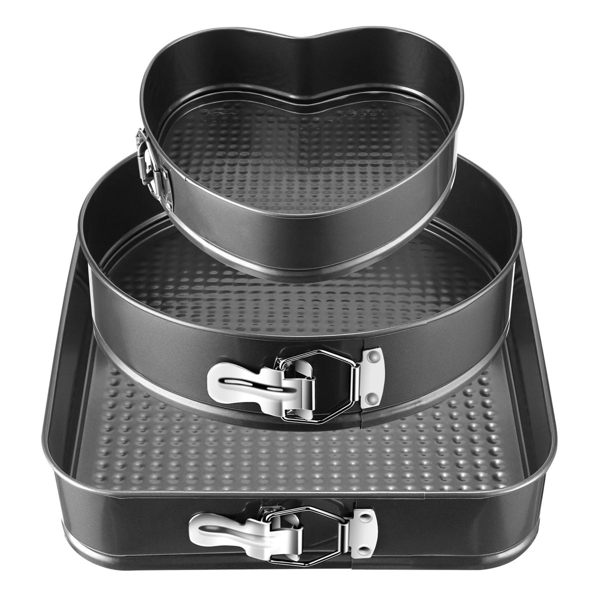 3Pc Non-Stick Springform Cake Pan Set - Leakproof 9"10"11" Bakeware