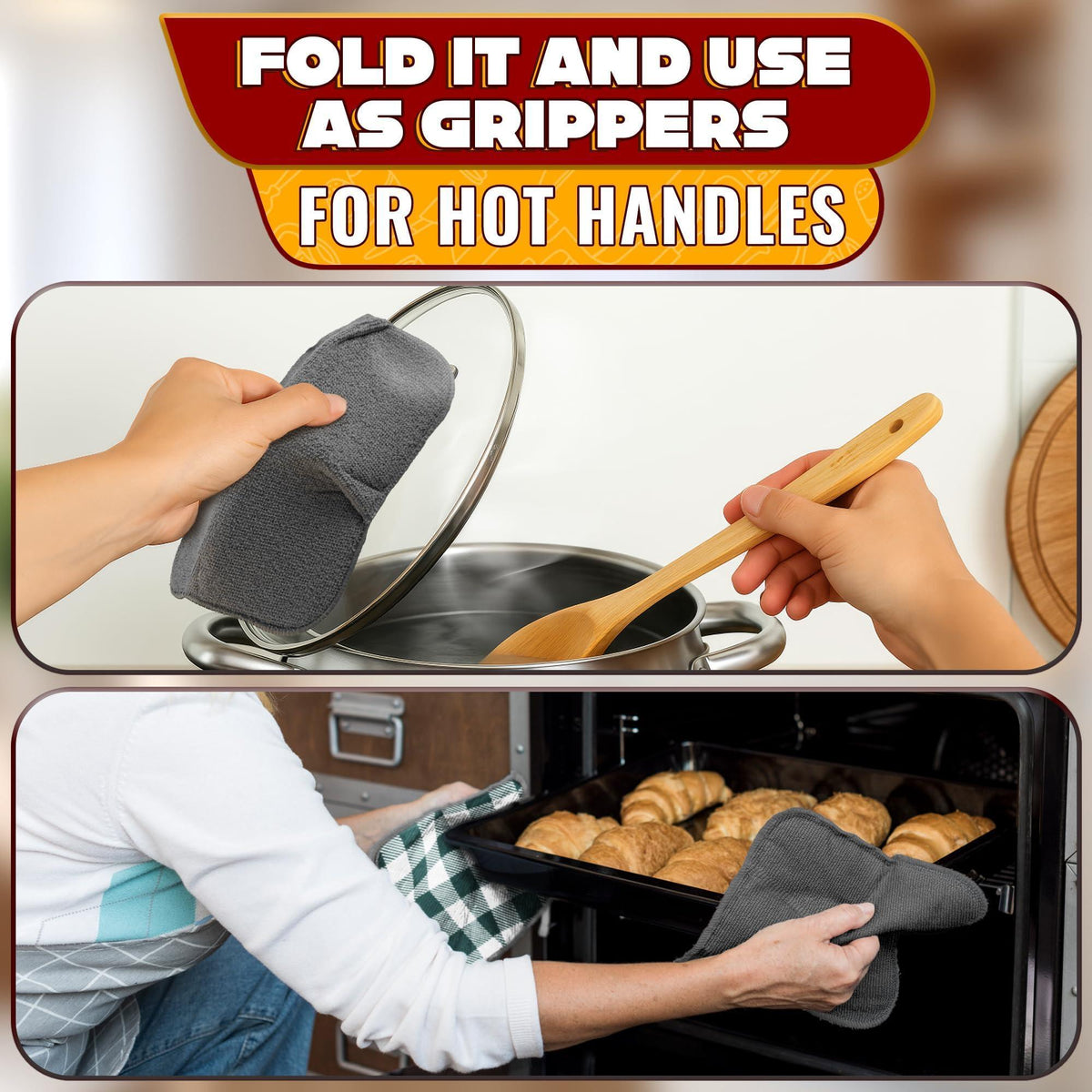4 Pcs Microwave Bowl Cozy Holders (Gray & White Checkered) – Heat Resistant Microwave Bowl Holders for Hot Food Protect Hands from Hot Dishes – Soft Fabric for Safe & Convenient Use in the Kitchen